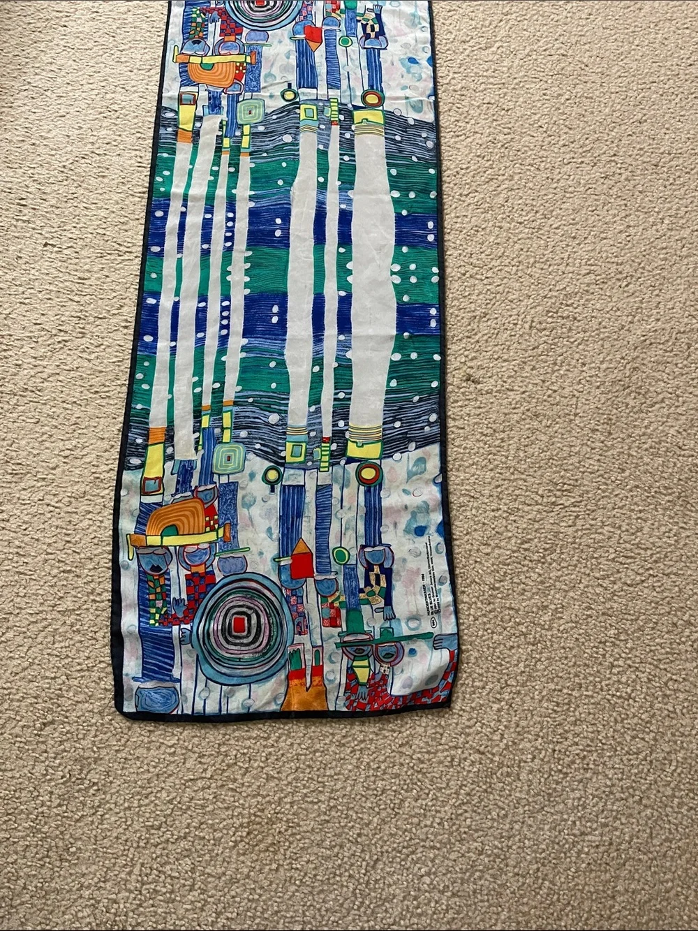 Abstract Blue & Green Vertical Wall Tapestry - Modern Artistic Accent